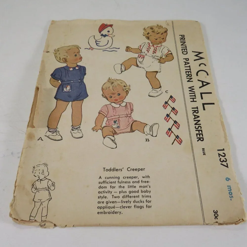 McCalls 1237 clothing pattern Toddler 6mts bodysuit 